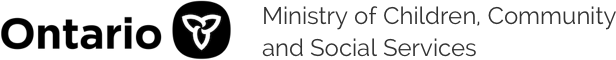 Logo for Ministry of children, community and social services of Ontario