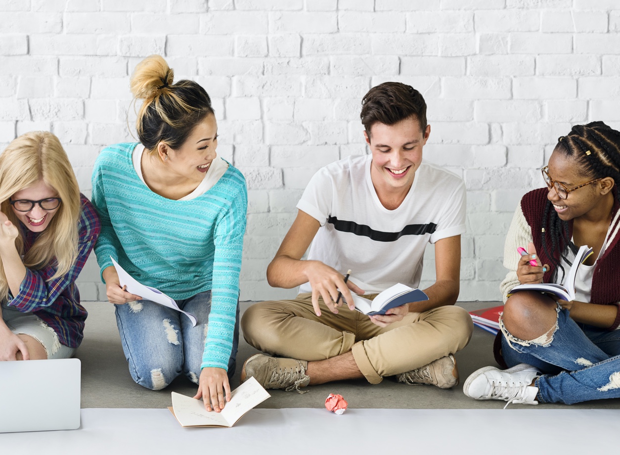 A group of students studying together